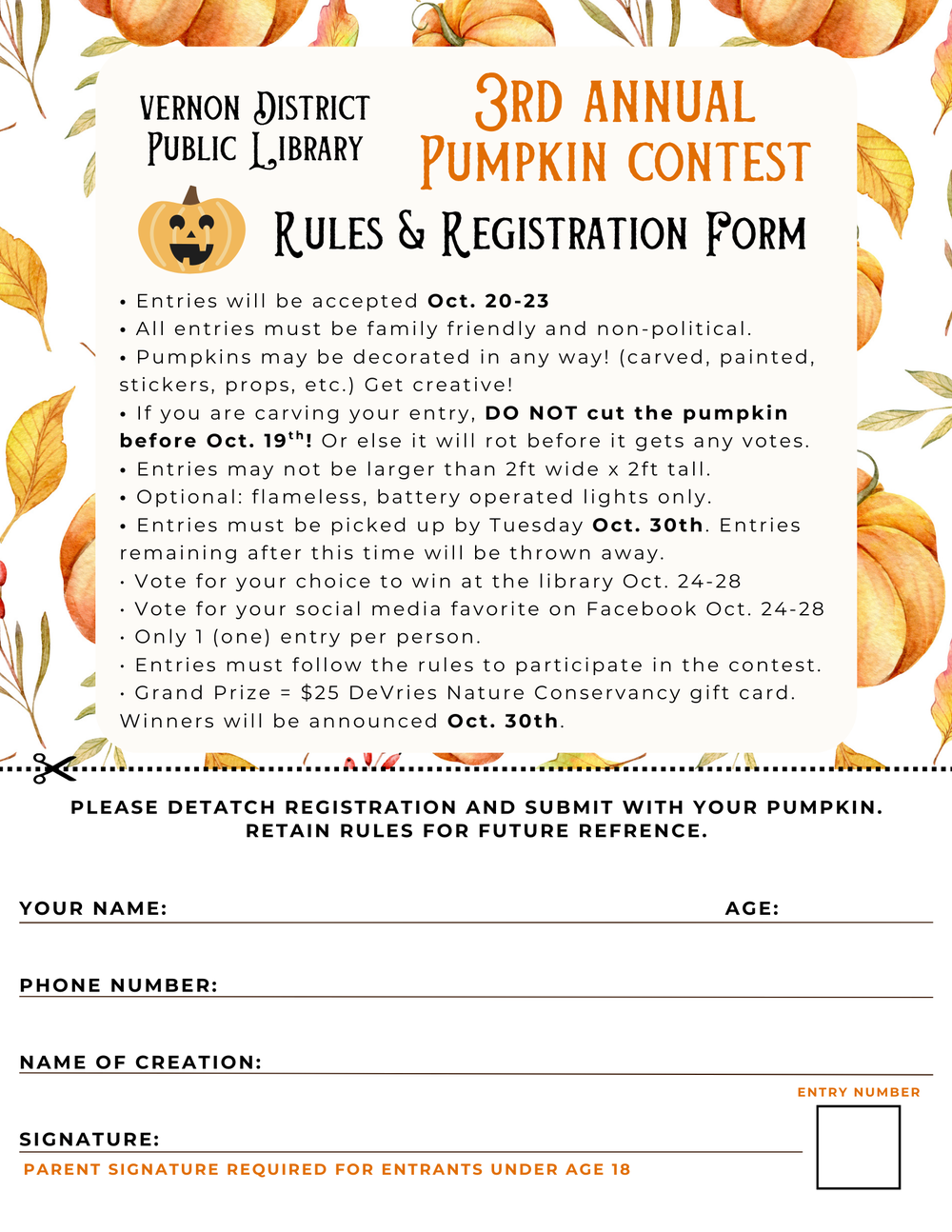 Pumpkin Contest Rules and Registration